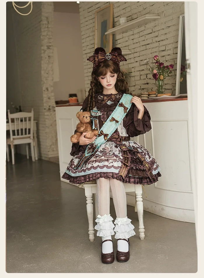 Alice Girl - Bear Chocolate Bar - Kawaii Lolita JSK & Salopette Dress