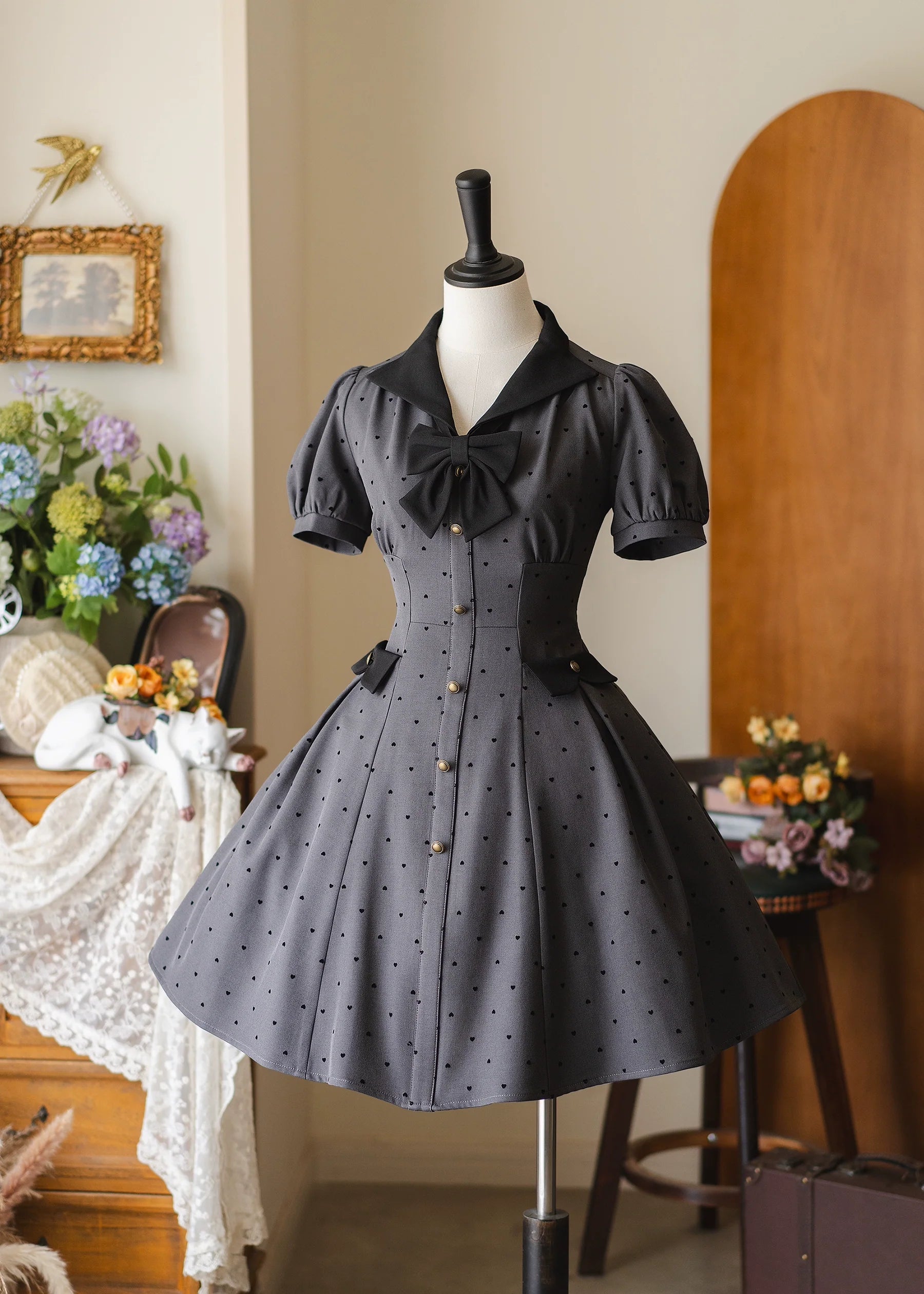 Forest Wardrobe - Forest Polka-Dot - Classic Lolita OP Dress With Polka Dots & Pockets