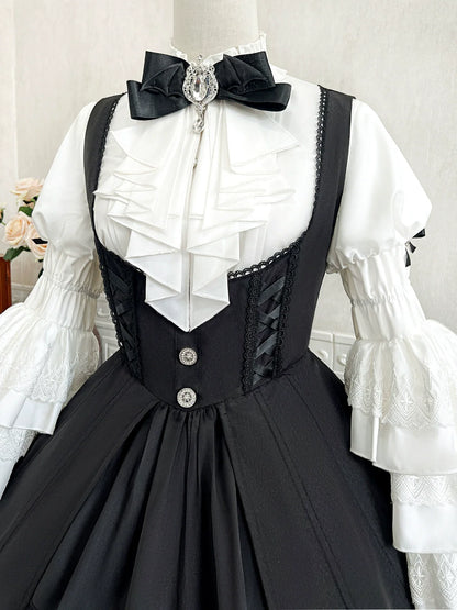Your Princess - Dawn Witch - Black Gothic Lolita JSK Dress + White Blouse