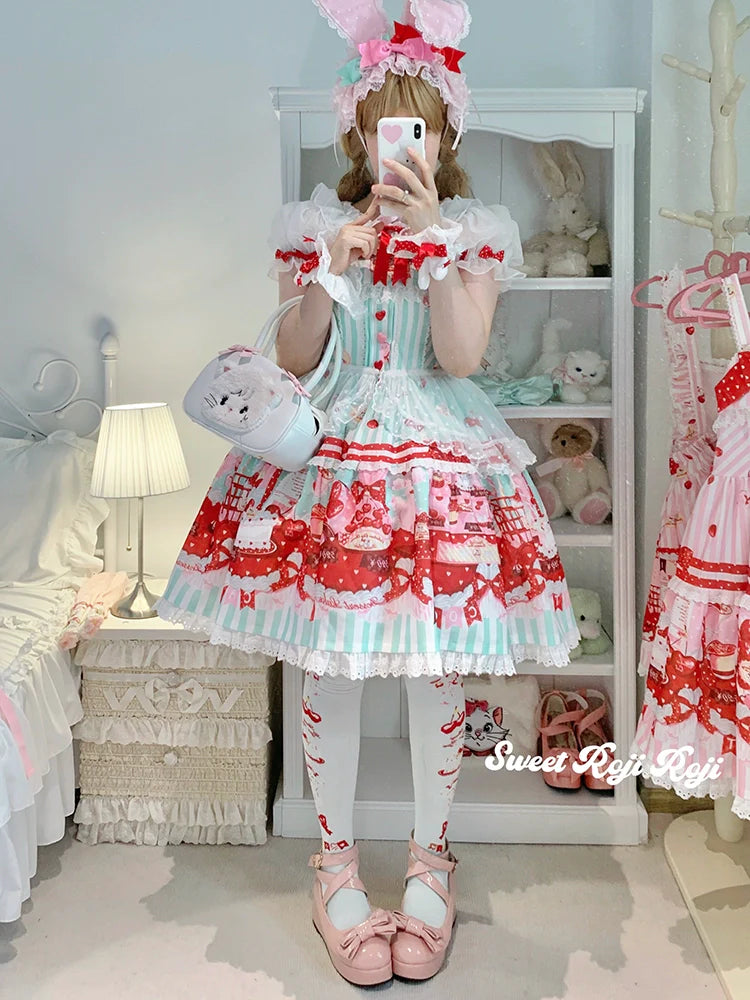 Roji Roji - Sweet Lolita Cotton Socks Japanese Printed Calf Socks