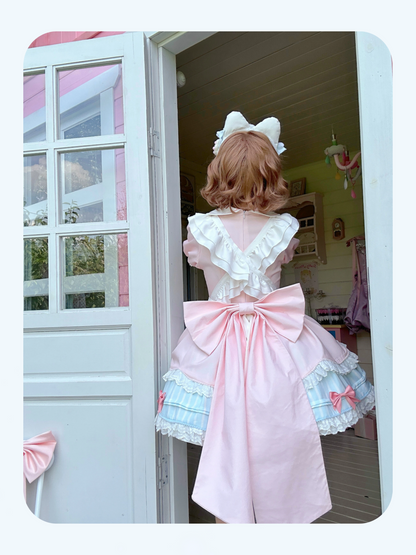 Jiuli Lolita - Nine Meow Bunny - Sweet Lolita Bunny Apron OP Dress, Back Zipper