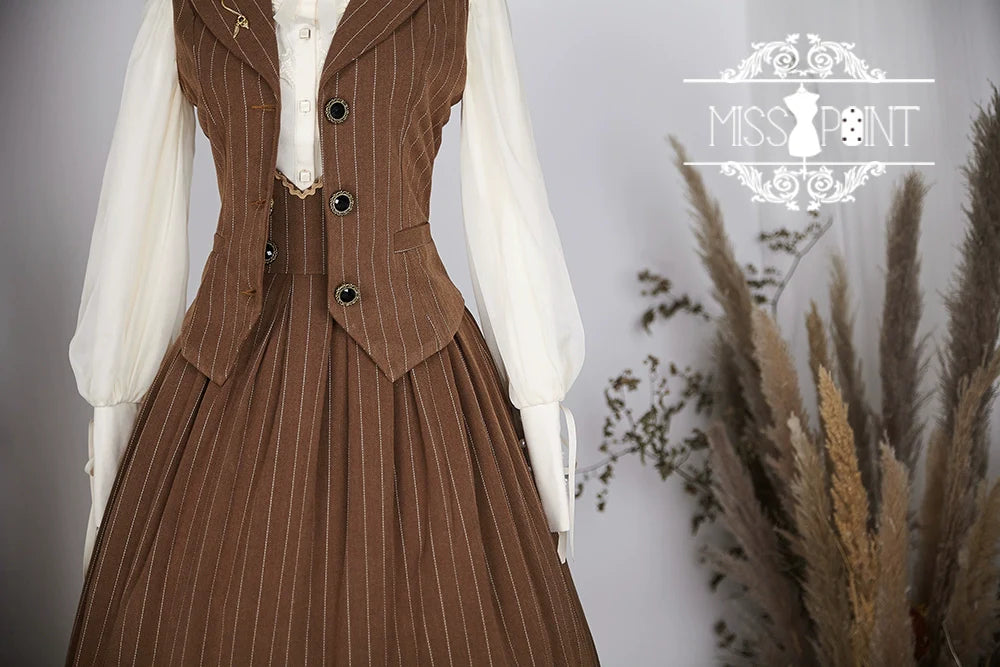 Miss Point - Rose Doll - Elegant Lolita Striped Fishbone Skirt