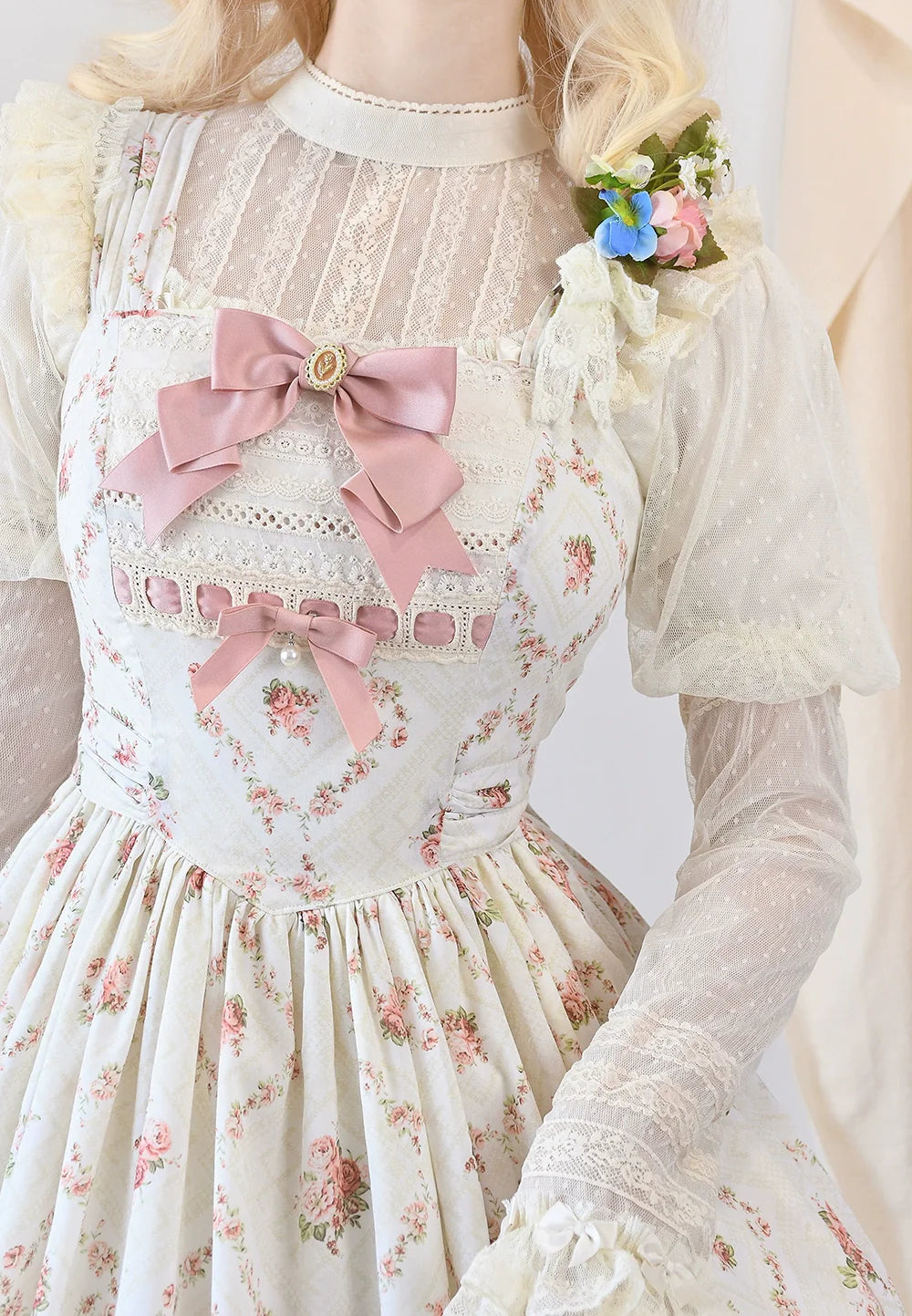 Miss Point - Kaleidoscope - Classical Lolita Shirt Dot Gauze Detachable Puff Sleeve Blouse Customized