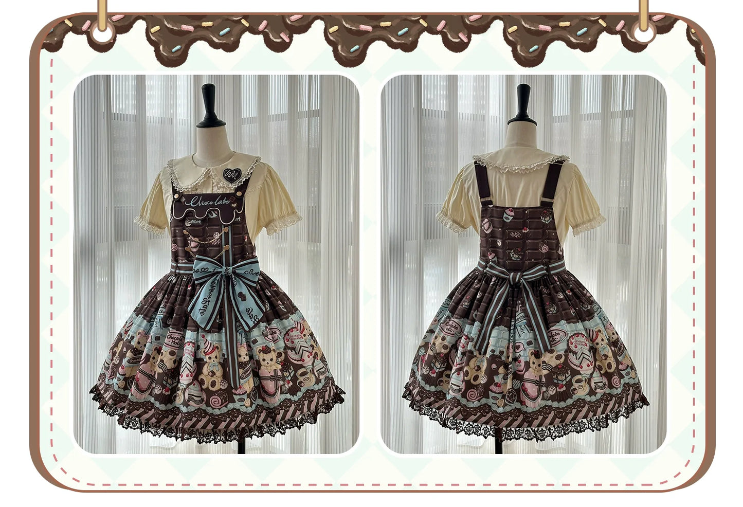 Sweet Dream Sheep - Chocolate Bear - Sweet Lolita Salopette High Waist Dress