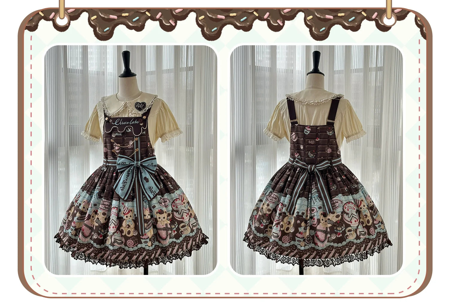 Sweet Dream Sheep - Chocolate Bear - Sweet Lolita Salopette High Waist Dress