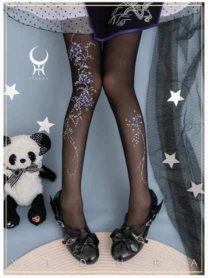 Yidhra - Resplendent flower Qiki - Elegant Lolita Pantyhose Velvet Pantyhoses Summer