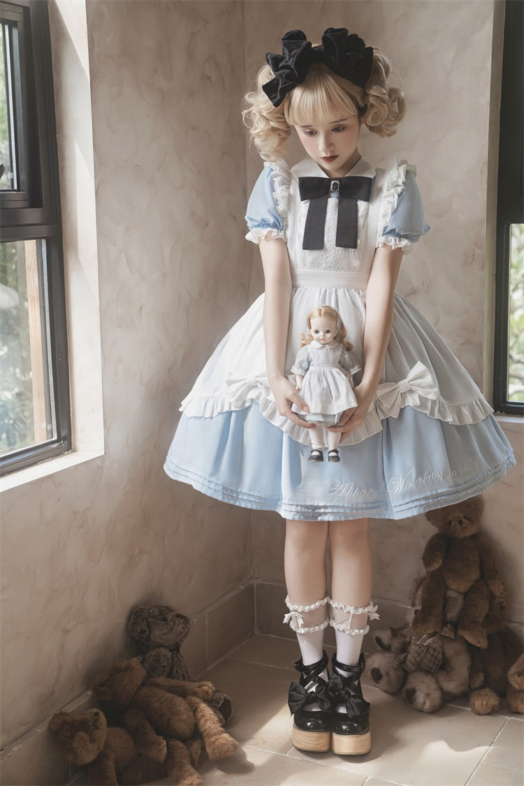 Letters from Unknown Star - Sweet Alice - Short Sleeves Maid Lolita OP