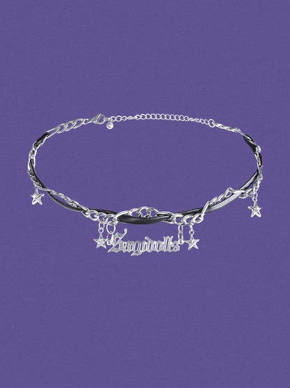 Leather star chocker necklace【s0000002872】