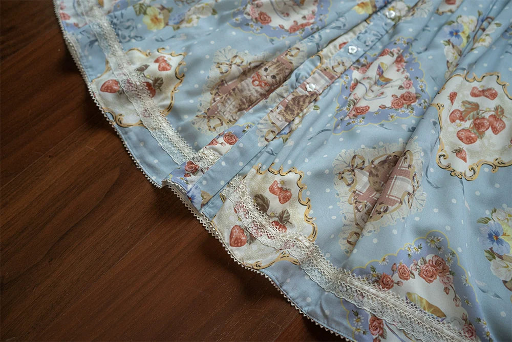 Miss Point - Cat Rose Tea - Sweet Lolita Skirt with Cute Prints Customized Size