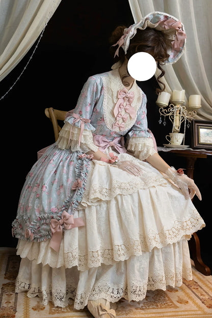 Miss Point - Lilyka Garden - Classic Lolita OP Dress Set Elegant Floral Wall Princess Sleeve