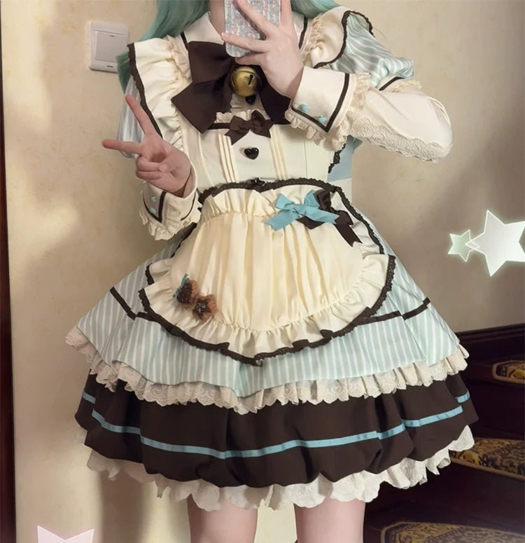 Sakurahime - Berry Bubble - Kawaii Lolita OP Tiered Ruffles Apron Lolita Dress