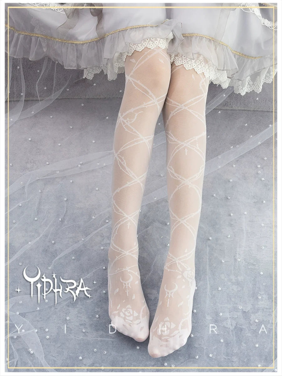 Glass Yarn Gothic Lolita Tights for Tropical Elegance