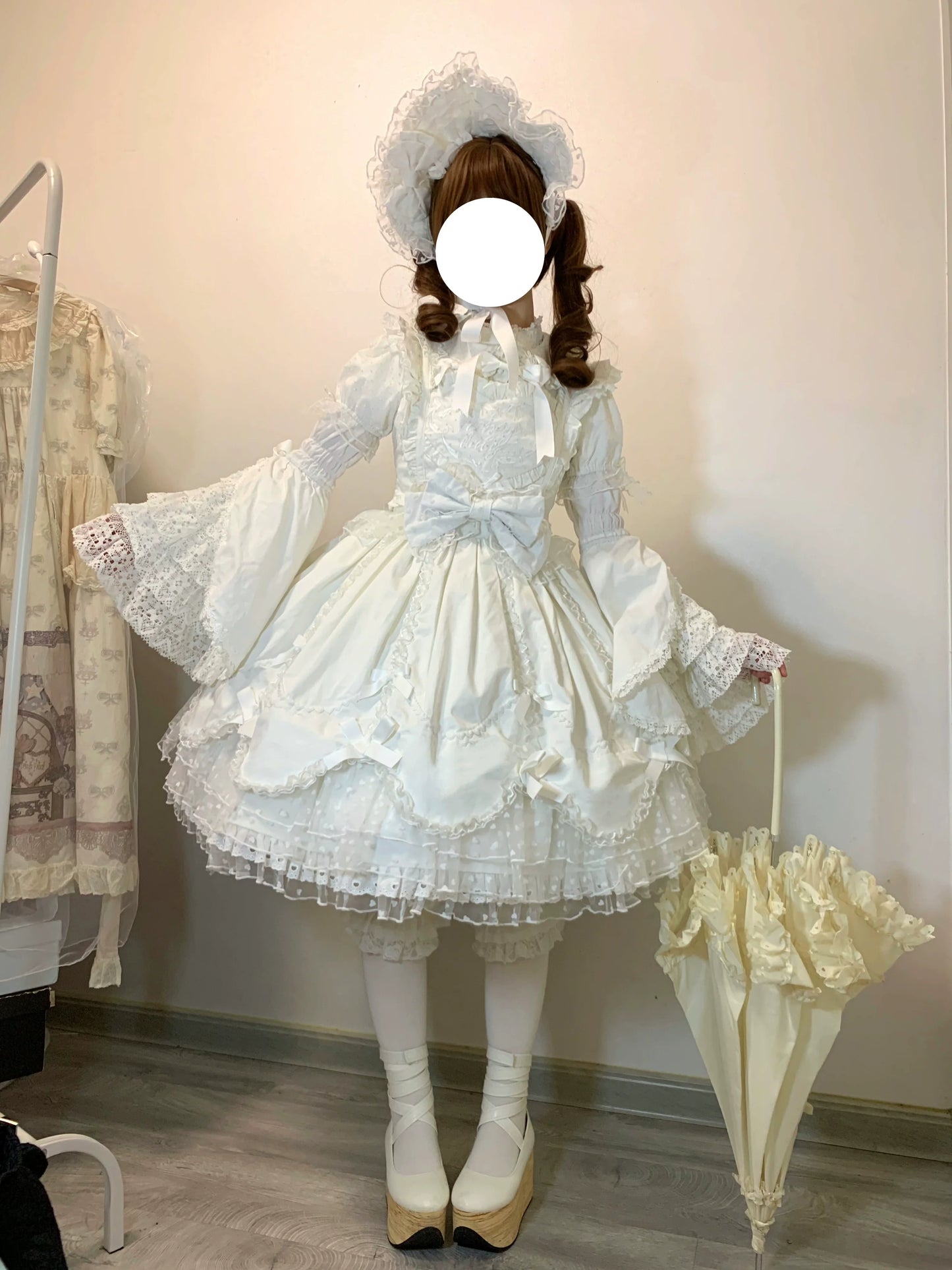 The Seventh Doll - Sweet Diary SP - Vintage Lolita Jumper Dress Petal-like Hem JSK Headdress Set