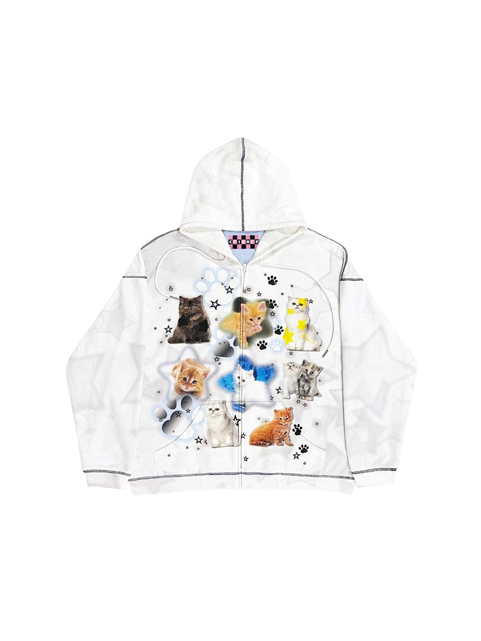 Cat Print ZIP-Up Hooded Sweat【s0000004223】