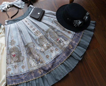 Miss Point - Demon Hunting Notes - Gothic Lolita Cross Print Short Skirt