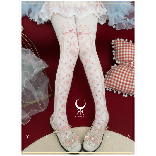 Yidhra - Sweet Entanglement - Gothic Lolita Pantyhose with Floral Prints