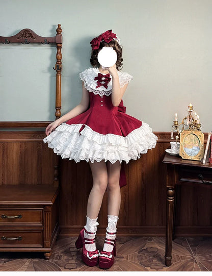 Alice Girl - Arrogant Miss - Sweet Lolita Jumper Dress with Tiered Lace Dress