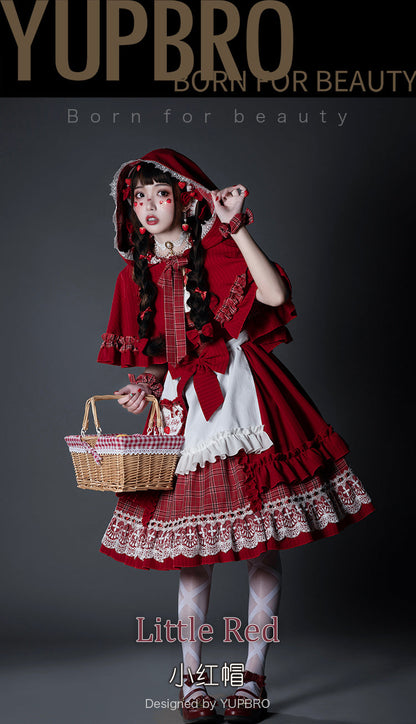 Youpairui - Little Red Riding Hood - Length Two-wear Hooded Lolita Cape