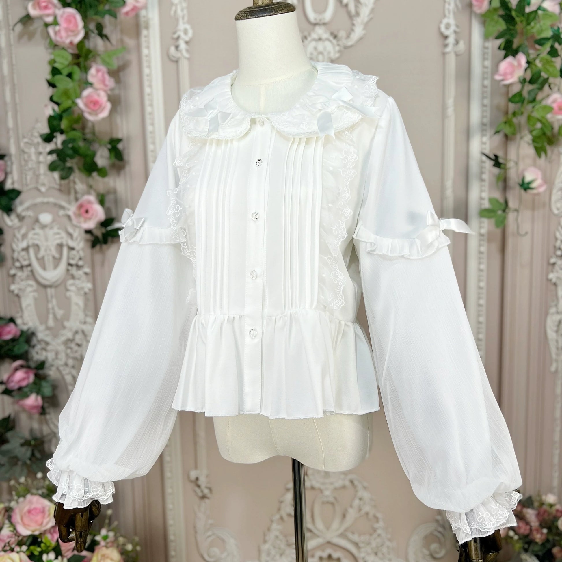 DMFS Lolita - Sweet Lolita Blouse Double-layered Puff Sleeves Lolita Shirt