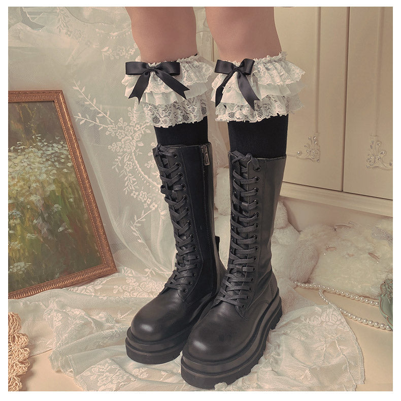 WAGUIR - Lolita Bow Cotton Socks Lace Socks