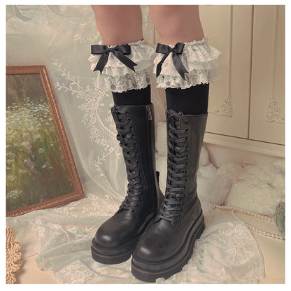 WAGUIR - Lolita Bow Cotton Socks Lace Socks