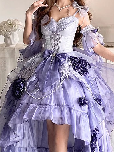 Meowing and Fruity - Swan Wonderland - Fairy Lolita JSK with High-Low Hem
