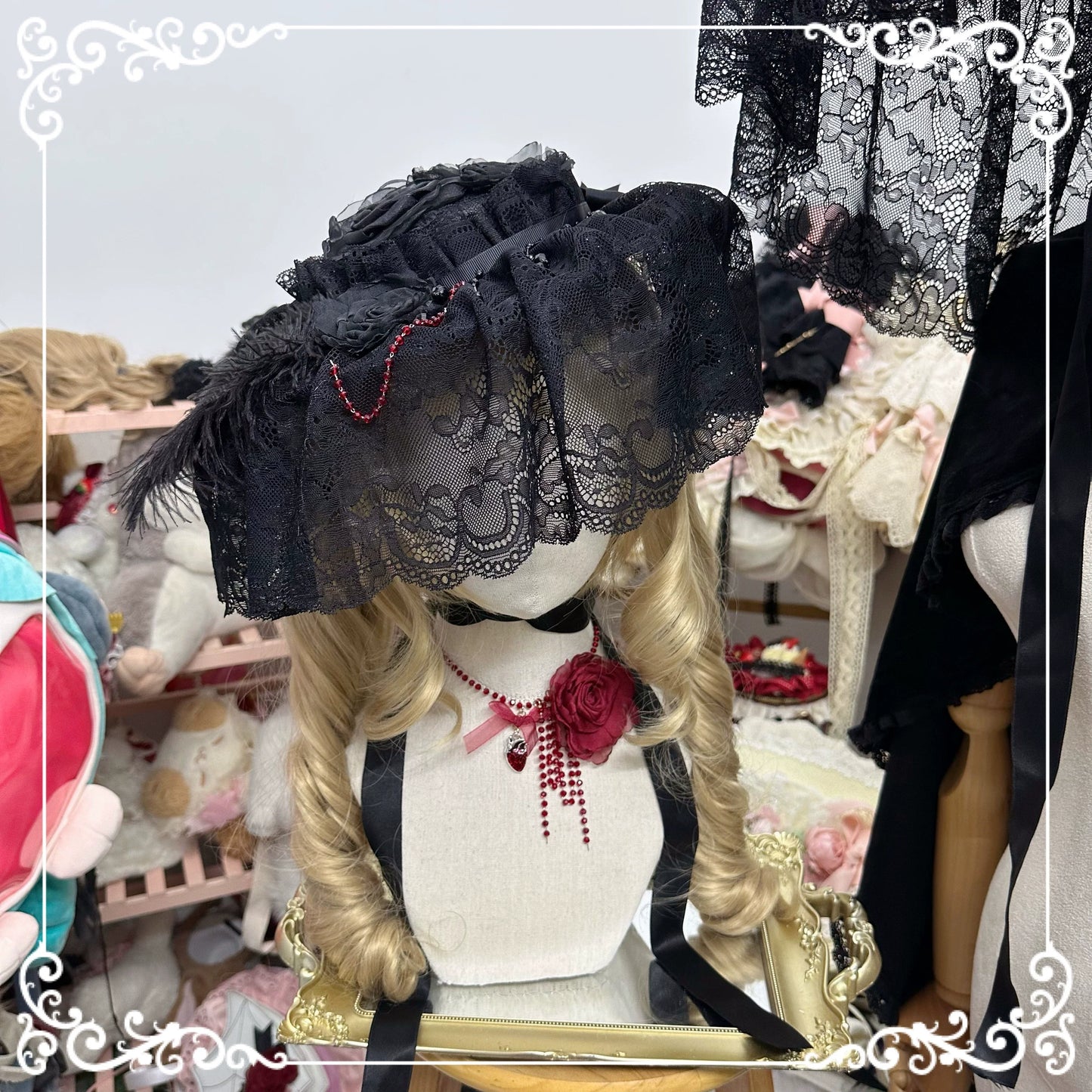 Chestnut Lolita - Gothic Lolita Hat Widow Hat Black Headdress