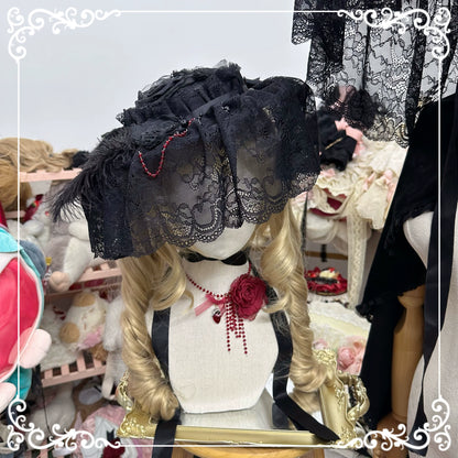 Chestnut Lolita - Gothic Lolita Hat Widow Hat Black Headdress
