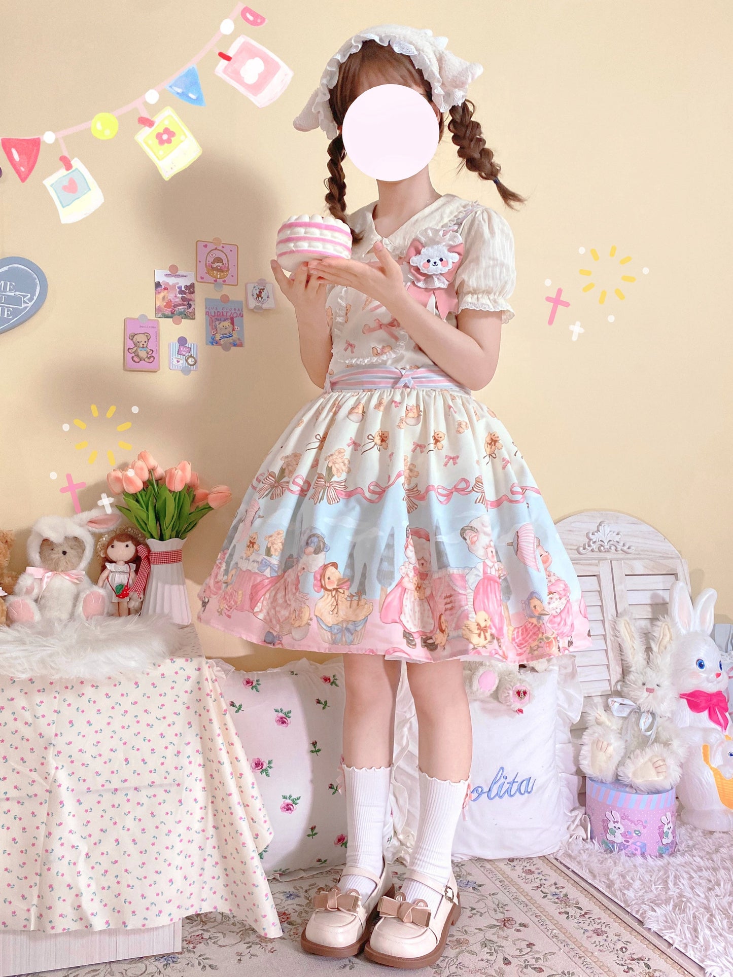 MeowMeow - Sheep Pattern Waltz Princess Lolita JSK Salopette