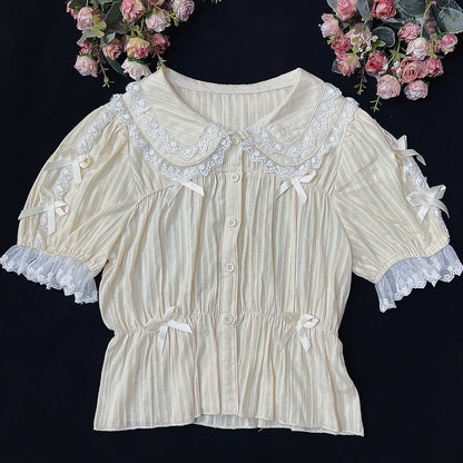 DMFS Lolita - Sweet Lolita Shirt Doll Collar Blouse High-waisted
