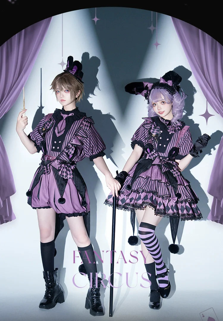 Forest Fluorescent Carps - Ouji Lolita OP Dress Circus Lolita Strip Prince Suit