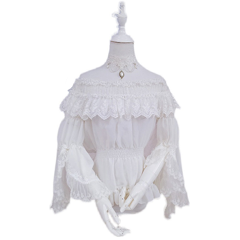 Elpress L - Universal Black White Chiffon Lolita Blouse