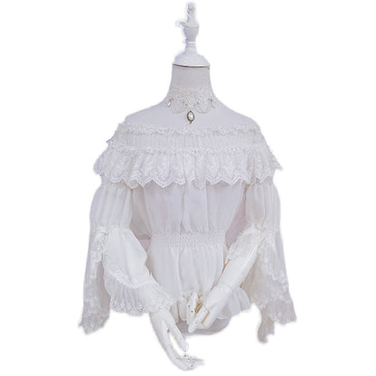 Elpress L - Universal Black White Chiffon Lolita Blouse