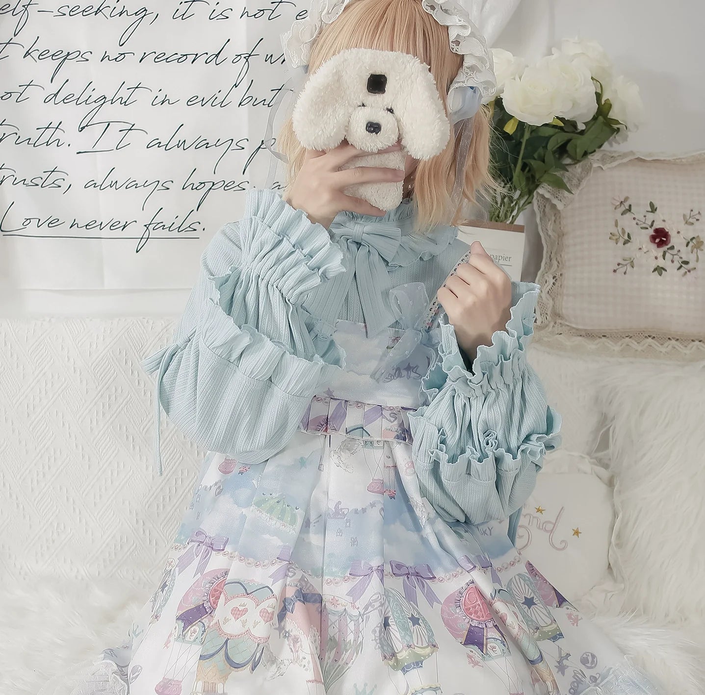 MIST - First Snow - Sweet Lolita Sweater Winter Puff Sleeve Knitting Innerwear