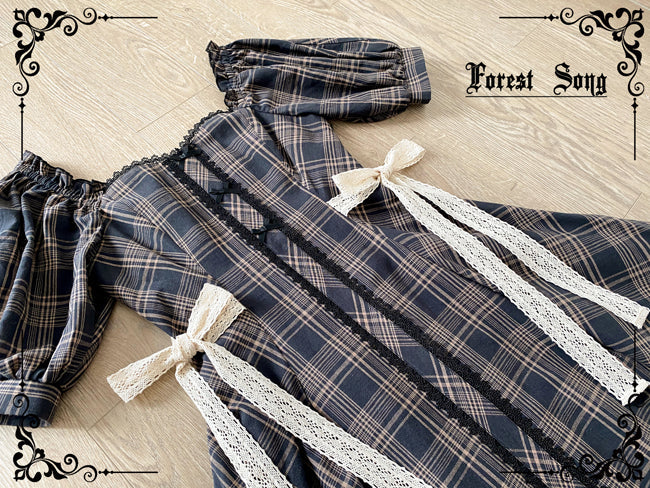 Forest Song - Josephine Academy - Elegant Lolita Black Plaid OP