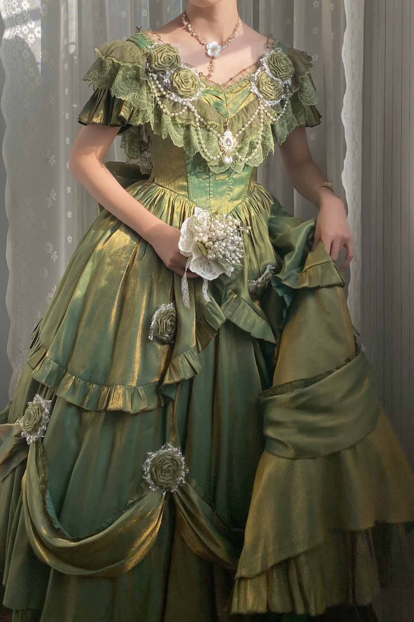 Meowing and fruity - Tana Manor - Classic Lolita OP Dress, Floral Decoration