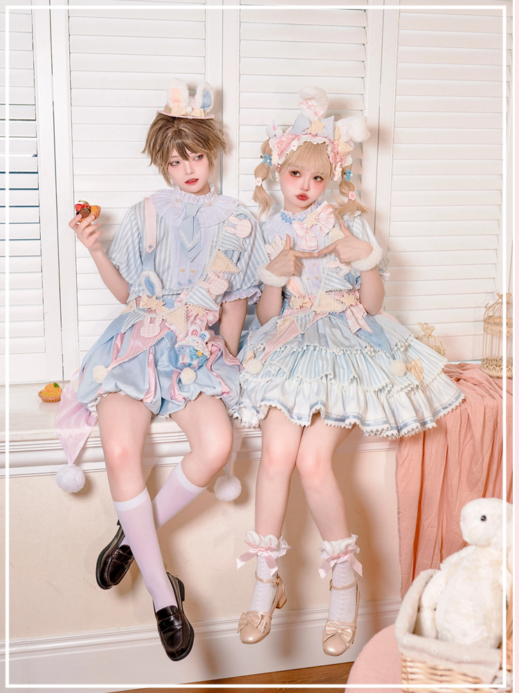 Forest Fluorescent Carps - Ouji Lolita Suit Circus Prince Shorts and OP Dress