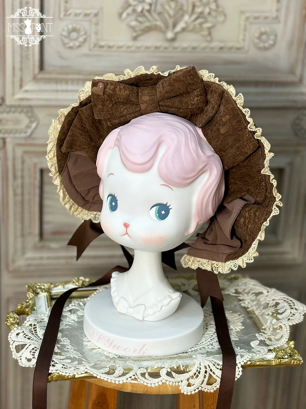 Miss Point - Classical Chocolate - Classic Lolita Accessory Bowler Hat BNT Beret Jabot