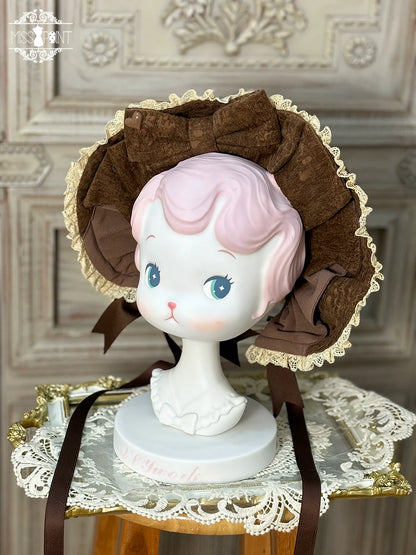 Miss Point - Classical Chocolate - Classic Lolita Accessory Bowler Hat BNT Beret Jabot