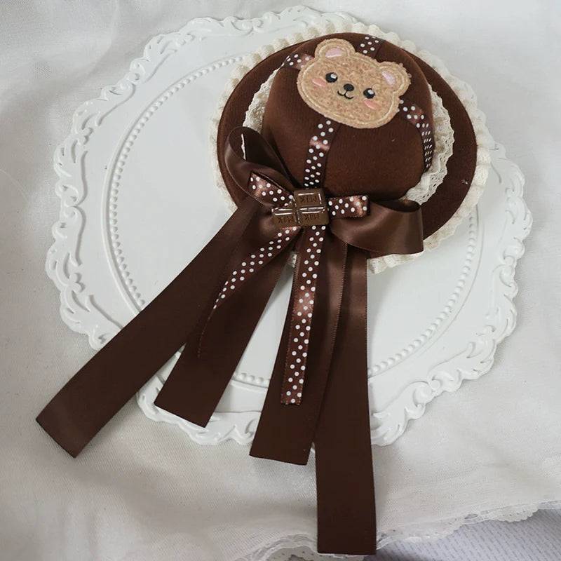 MaoJiang Handmade - Kawaii Lolita Headdress Chocolate Brown Top Hat