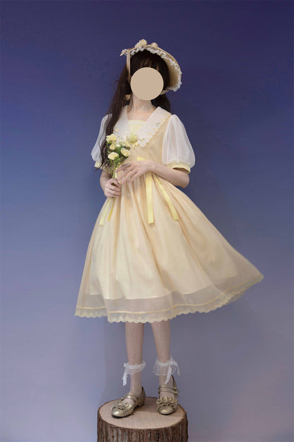 EESSILY - Afternoon Courtryard - Kawaii Lolita Summer Embroidery OP