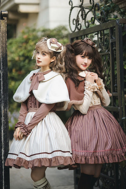 Miss Point - Classical Chocolate - Winter Classic Lolita Cape with Sweet Perter-pan Collar