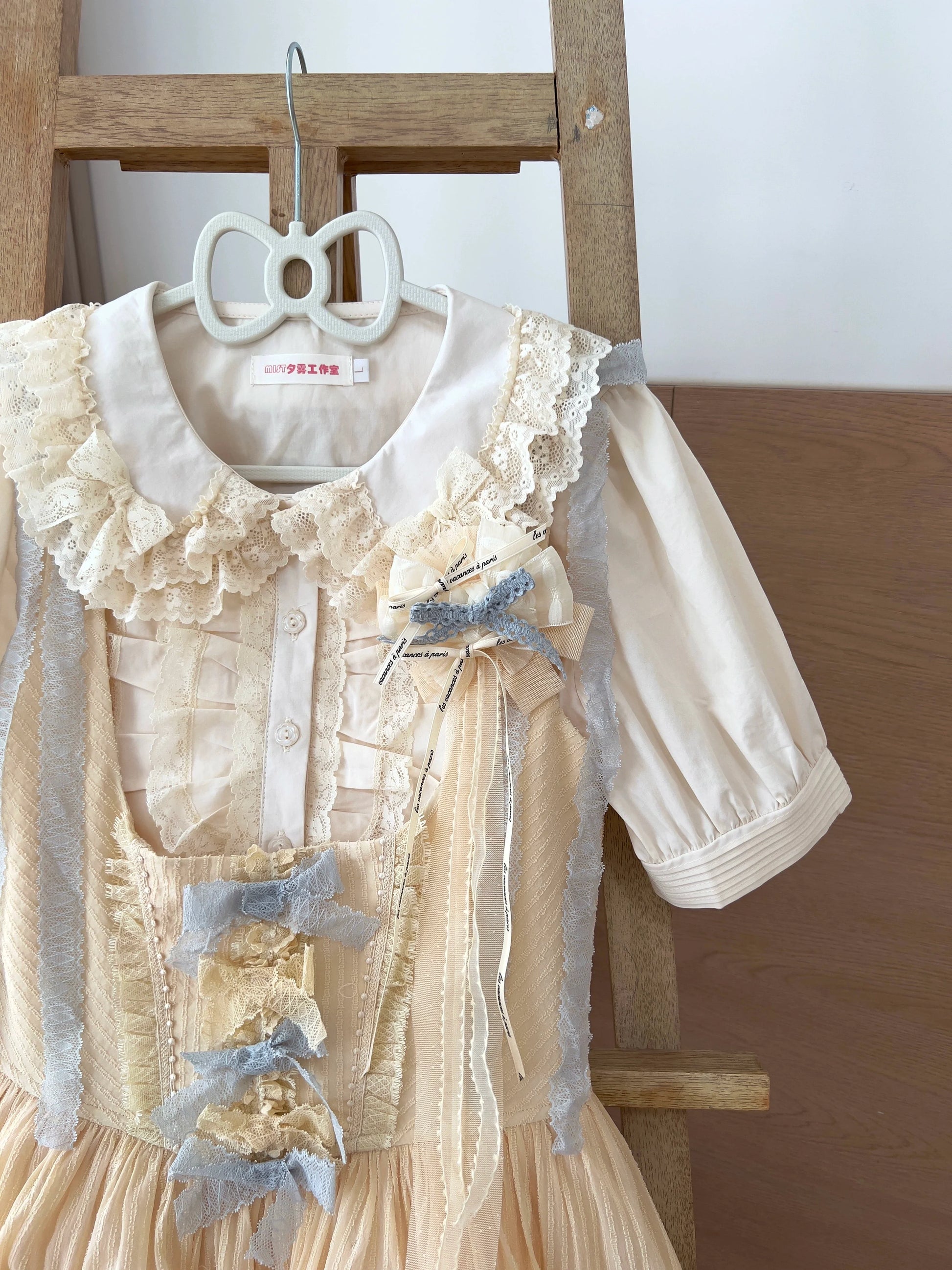 MIST - Semi-sweet Milk Cake - Sweet Lolita Short Sleeve Blouse with Lace Peter Pan Collar