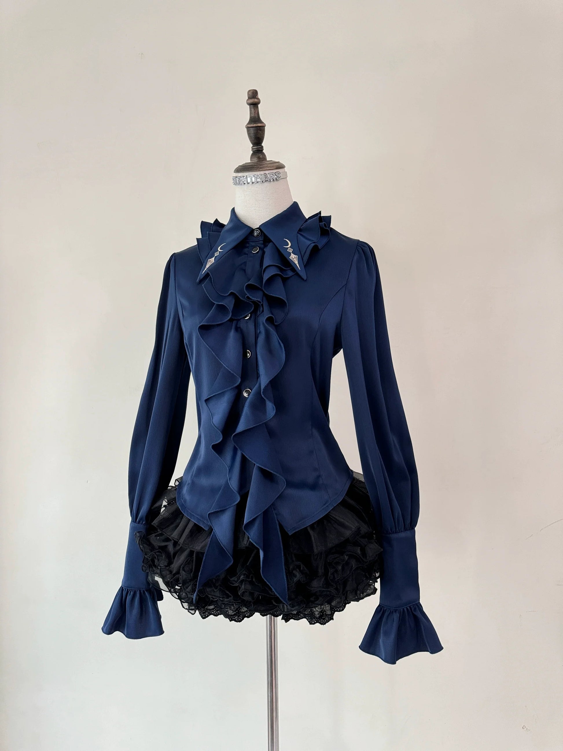 SilentMars - Fallen Moon Rule - Military Lolita Shirt Set Retro Knight Style Blouse