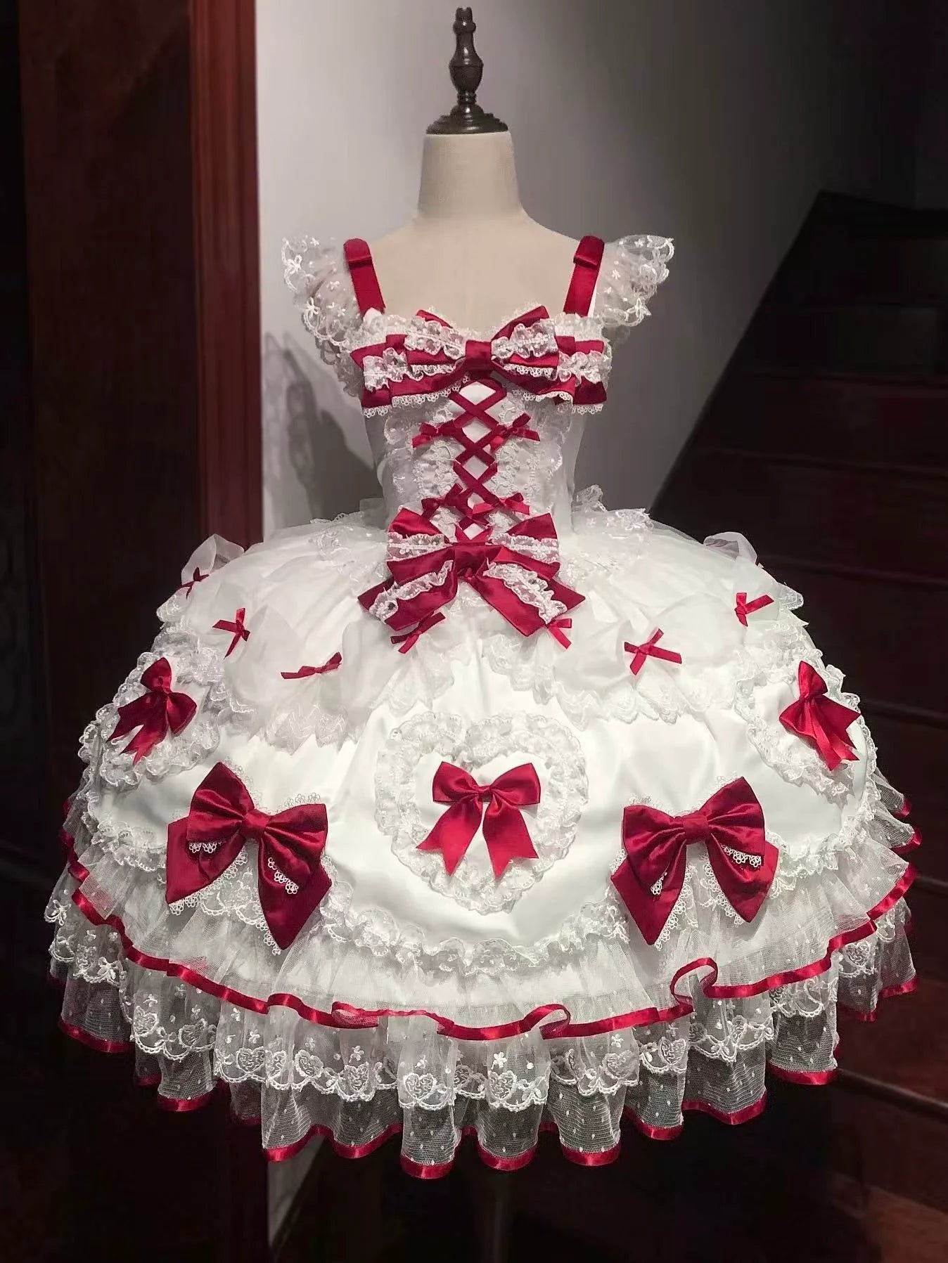 Sugar Girl - Velvet Sweetheart - Doll-like Sweet Lolita Jumper Dress, Bow Accents