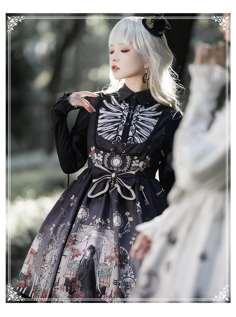 YingLuoFu - Black Fairytale - Gothic Twins Lolita JSK