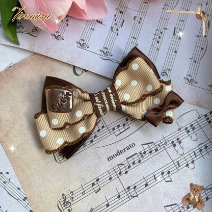 Bear Doll - Augustina - Kawaii Lolita Chocolate Paired Brooch and Hair Clip