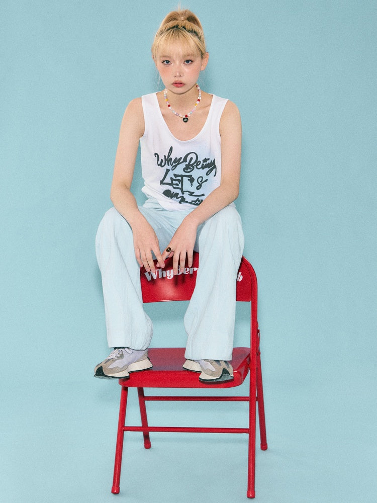 English Logo Print Tank Top【s0000002213】