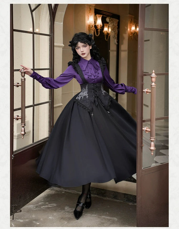 With PUJI - Thorny Night - Gothic Lolita Bust-supporting Skirt With Removable&Adjustable Strap