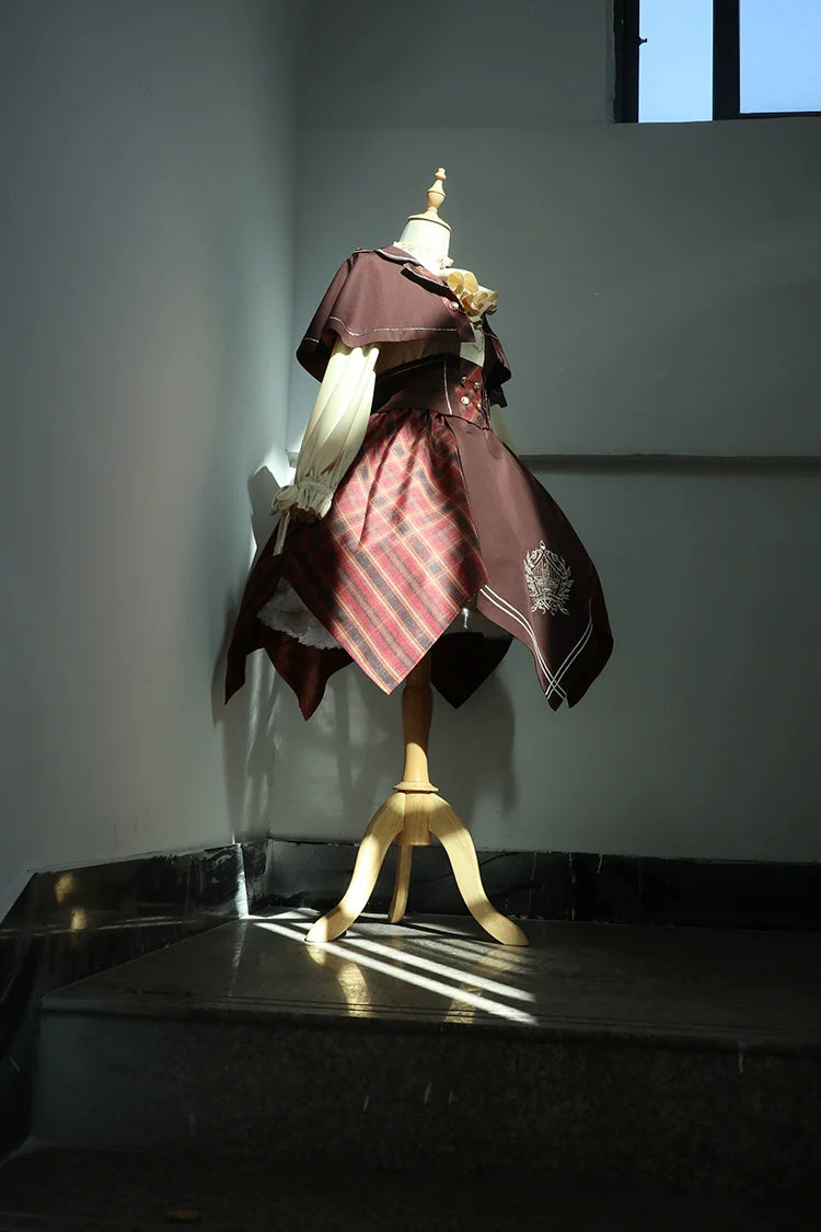 Forest Fluorescent Carps - Queen's Game - Military Lolita OP, Ouji Plaid Lolita Dress Set